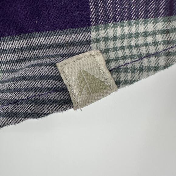 LL Bean Shirt Mens Large Purple Green Plaid Button Down Outdoors Hiking Pockets - Picture 5 of 13